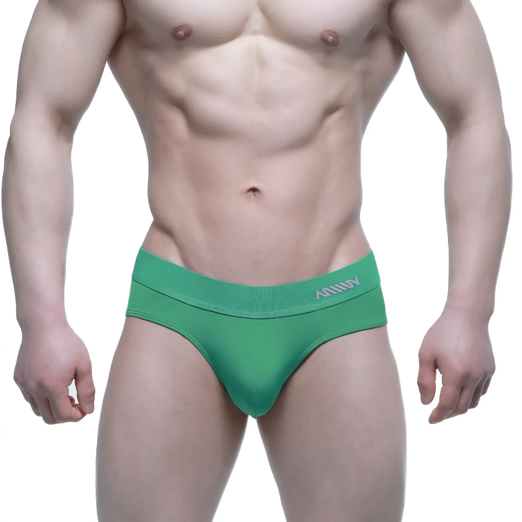 Green mens briefs metro male wear verde brief 5203-07 with textured waistband featuring milly branding