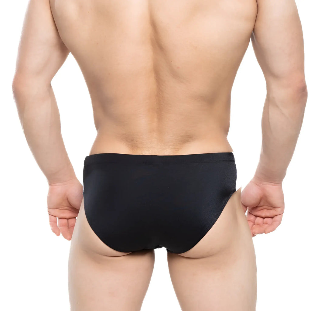 MetroMaleWear Versity swim brief black with smooth form-fitting design for comfortable swimwear use