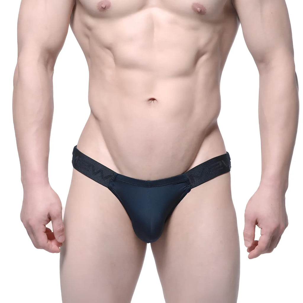 Black MetroMaleWear Veus Bikini 3603-19 thong with textured waistband shown from the back side
