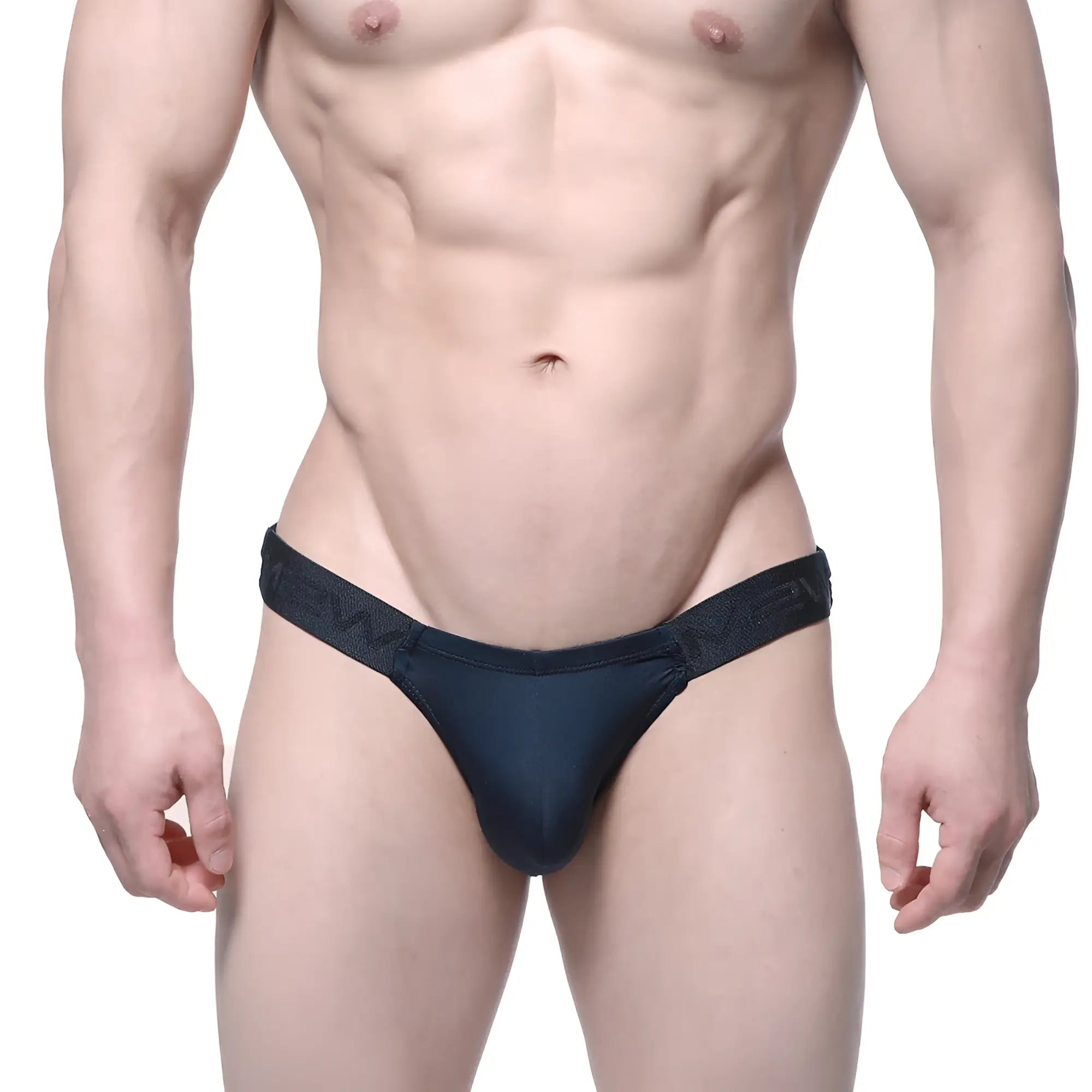 Black MetroMaleWear Veus Bikini 3603-19 thong with textured waistband shown from the back side