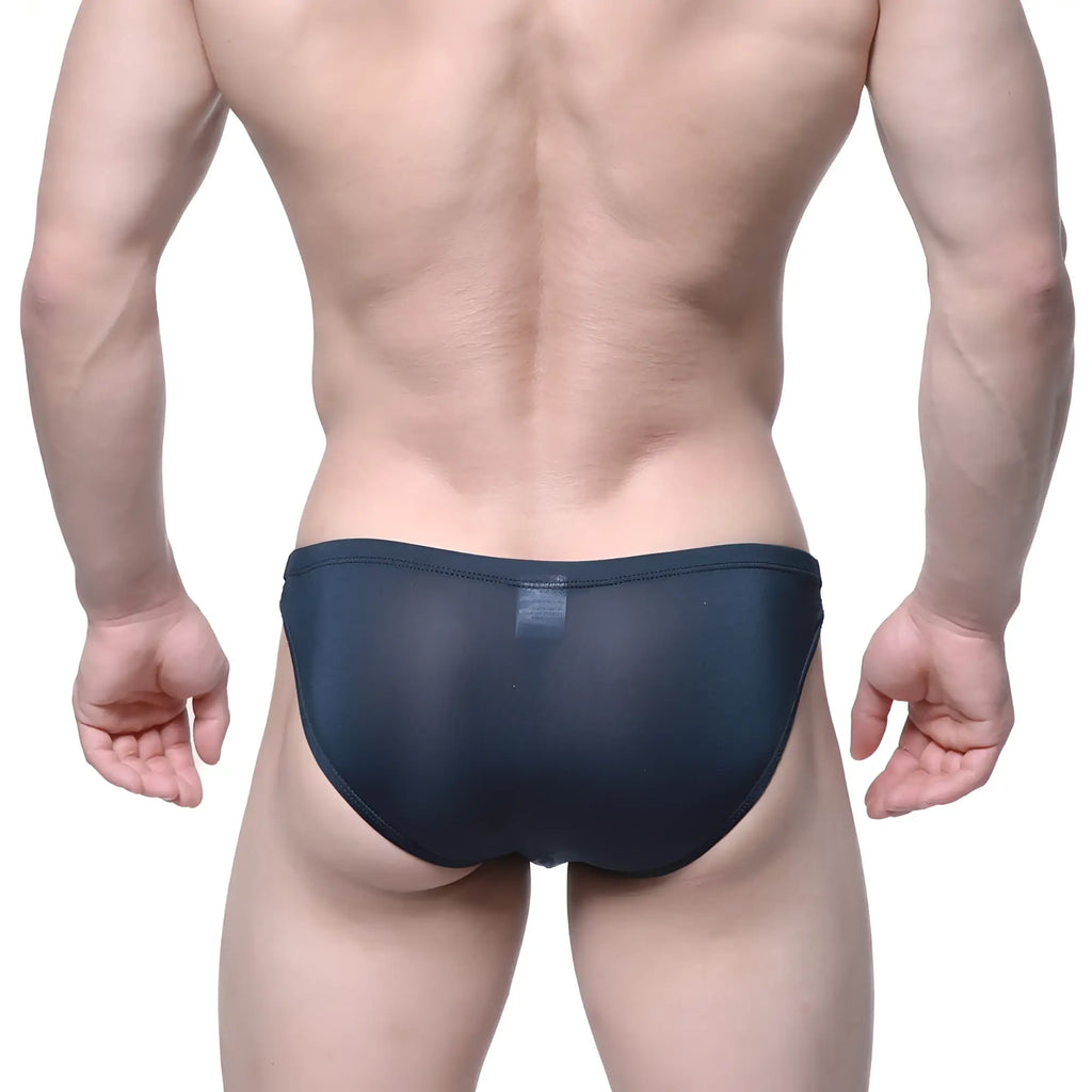 MetroMaleWear Veus bikini 3603-19 dark navy sheer mesh briefs showing the back side with lightweight fabric