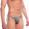 Men’s black and white checkered briefs with red logo waistband metroMalewear xtreme bikini mosaic 6005-40