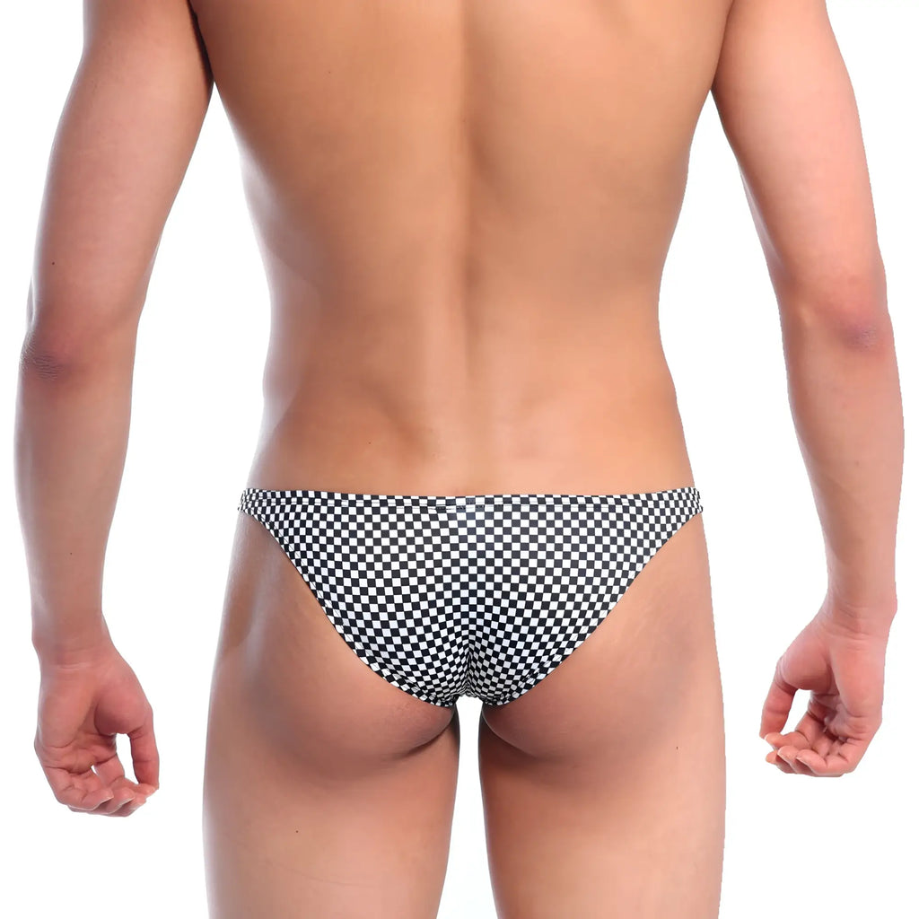 Black and white checkered swim trunks metroMalewear xtreme bikini mosaic 6005-40 for stylish beachwear