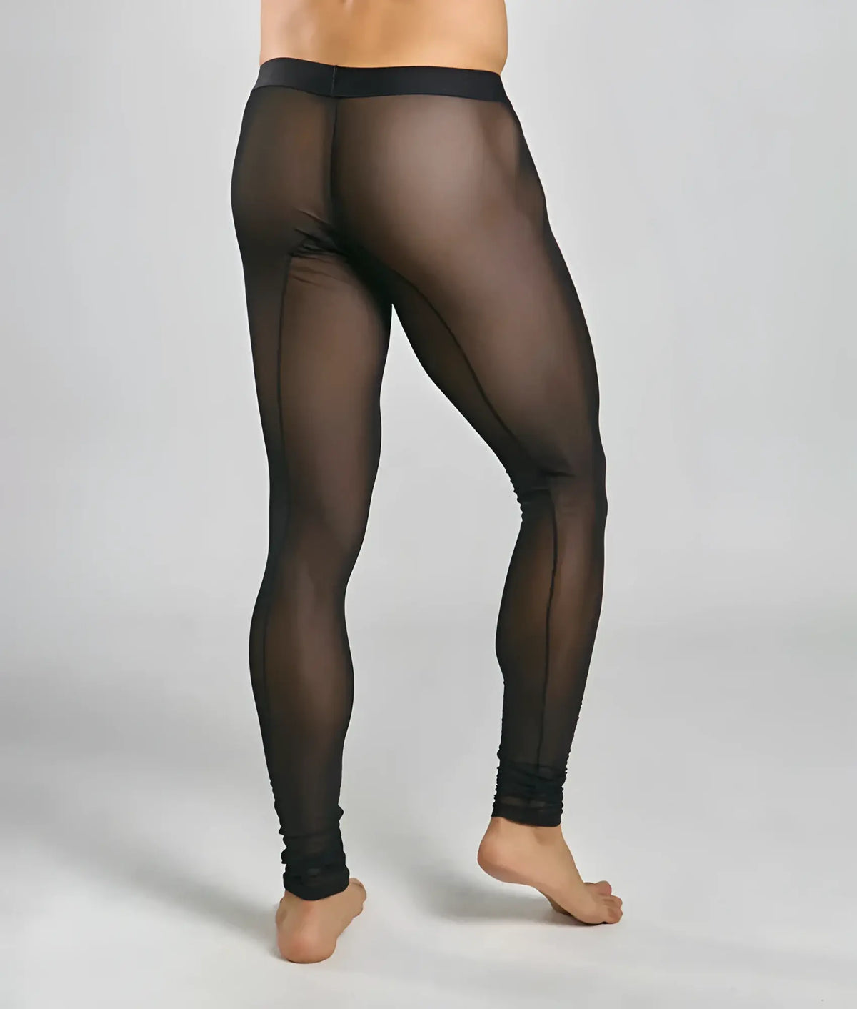 Black sheer mesh tights mob mesh tights with solid black waistband and ankle cuffs