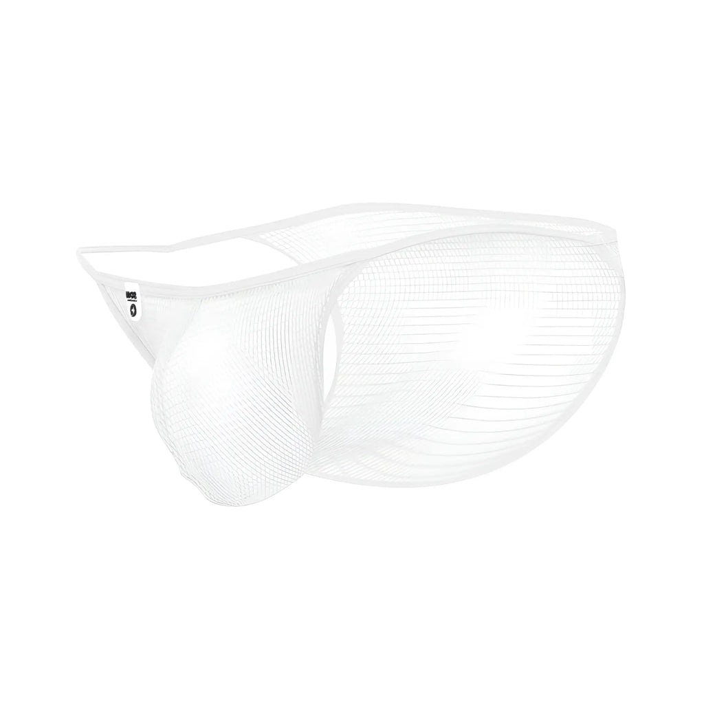 Mob menâ€™s fishnet bikini white mesh briefs with sheer breathable fabric and contoured design