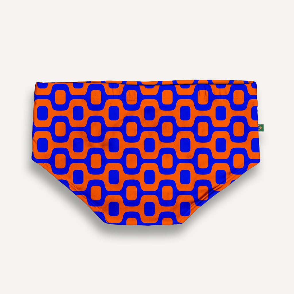 CA-RIO-CA ORANGE & BLUE PAVEMENT SUNGA in Brief & Classic cut - Men's Designer Swimwear
