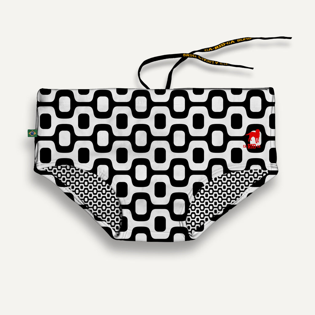 CA-RIO-CA BLACK & WHITE  PAVEMENT SUNGA in Brief & Classic cut - Men's Designer Swimwear