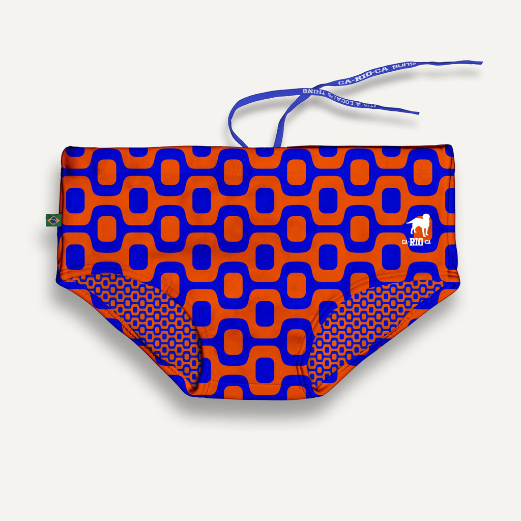 CA-RIO-CA ORANGE & BLUE PAVEMENT SUNGA in Brief & Classic cut - Men's Designer Swimwear