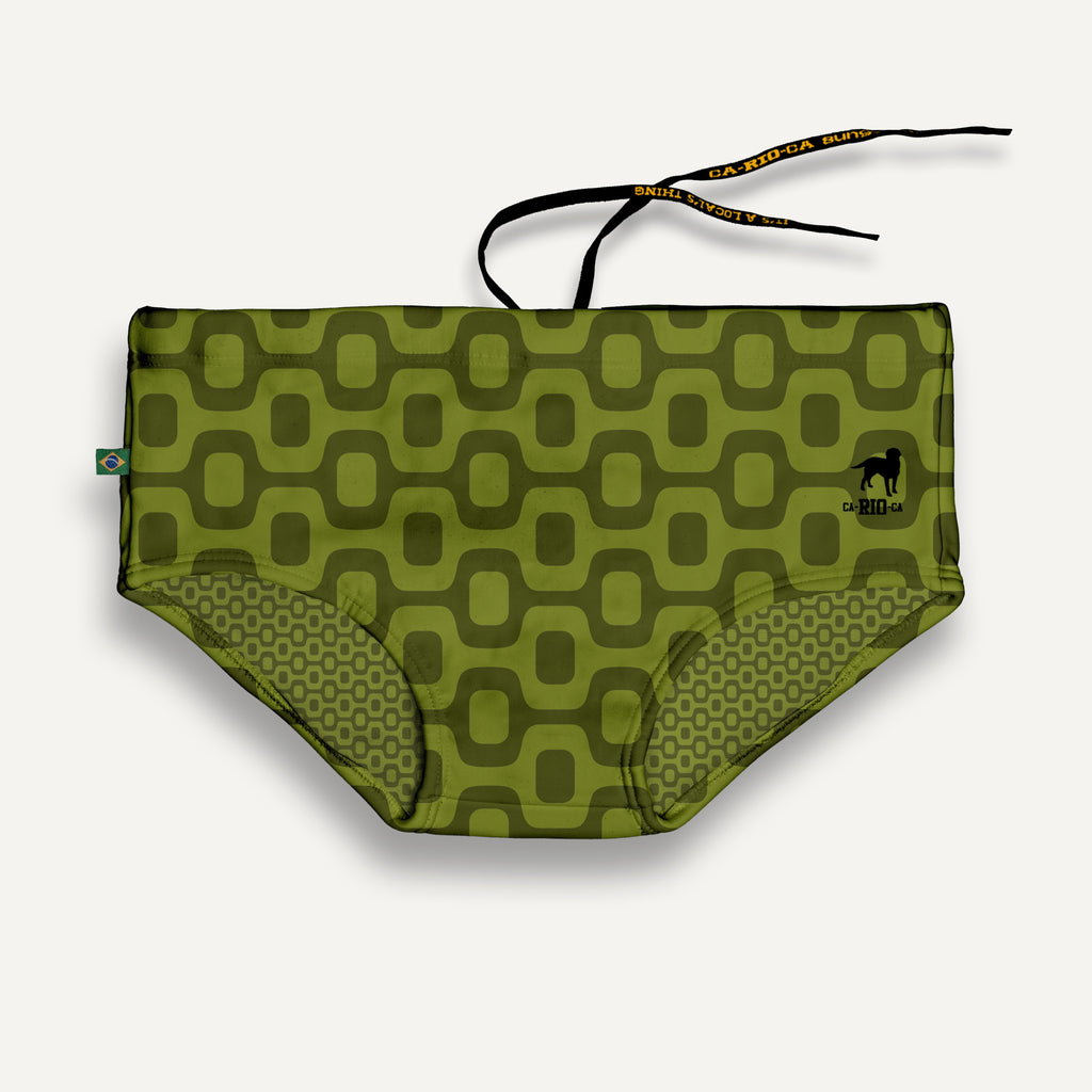CA-RIO-CA OLIVE GREEN PAVEMENT SUNGA in Brief & Classic cut - Men's Designer Swimwear