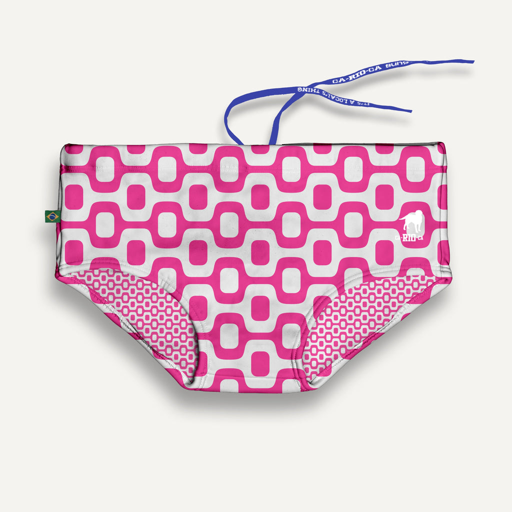 CA-RIO-CA PINK & WHITE  PAVEMENT SUNGA in Brief & Classic cut - Men's Designer Swimwear