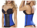 Blue and black Moldeate 8031 workout waist cincher with central lace-up front panel waist trainer for shaping and support