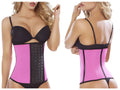 Pink and black fuchsia moldeate 8031 workout waist cincher with adjustable lacing corset for shaping and support