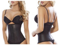 Black Moldeate 8033 workout waist cincher corset with lace-up front and thin straps designed for shaping and support