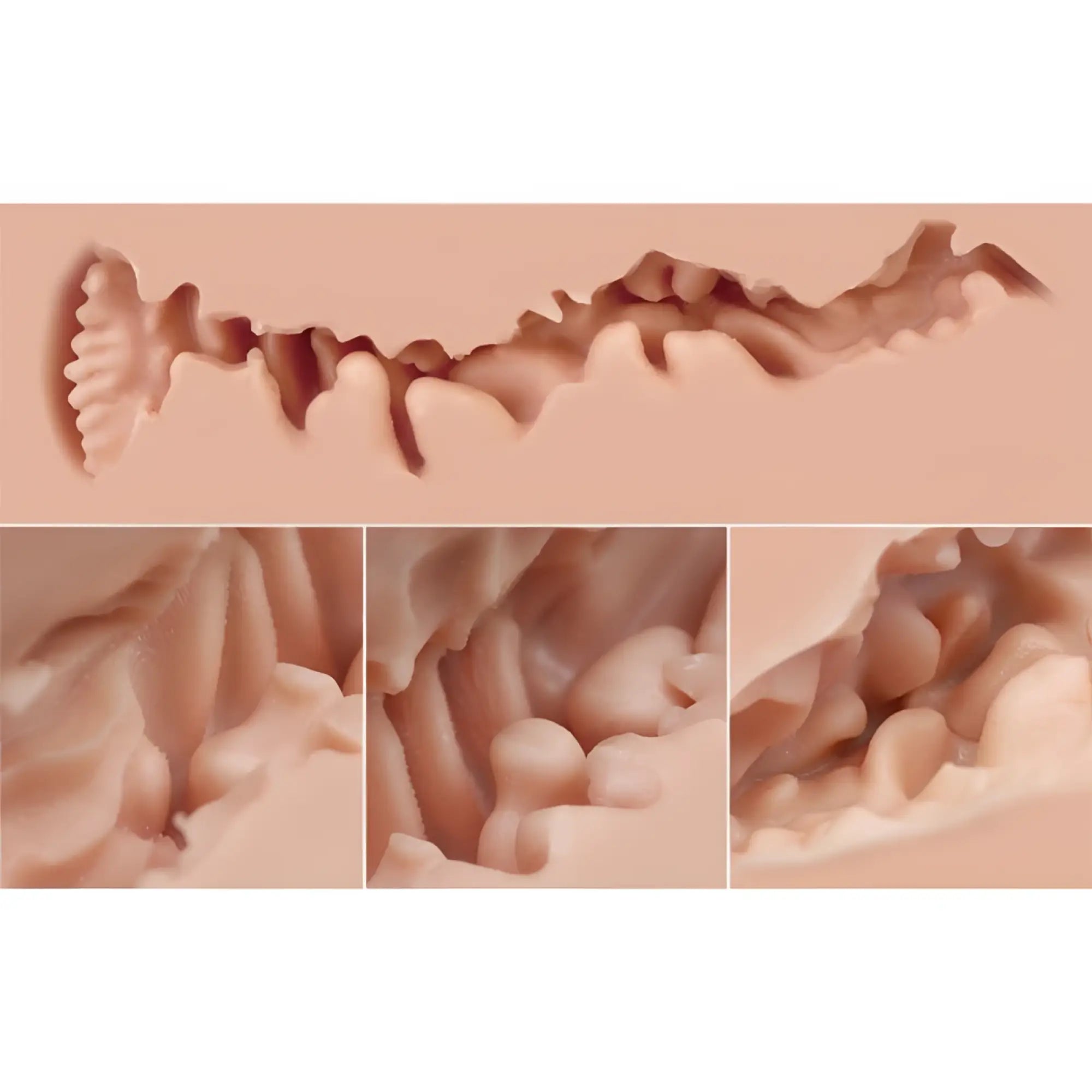 A peach-colored silicone mold with detailed wavy texture resembling natural rock formations from naked factory hannah real butt