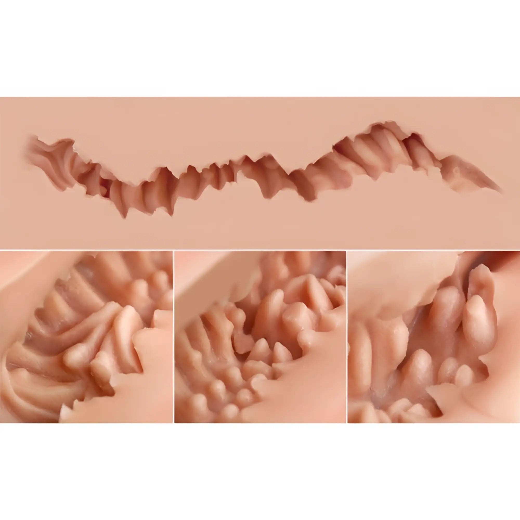 Beige silicone mold with wavy ridged design and detailed textured patterns from Naked Factory Kate Doggy Style Mini Hip