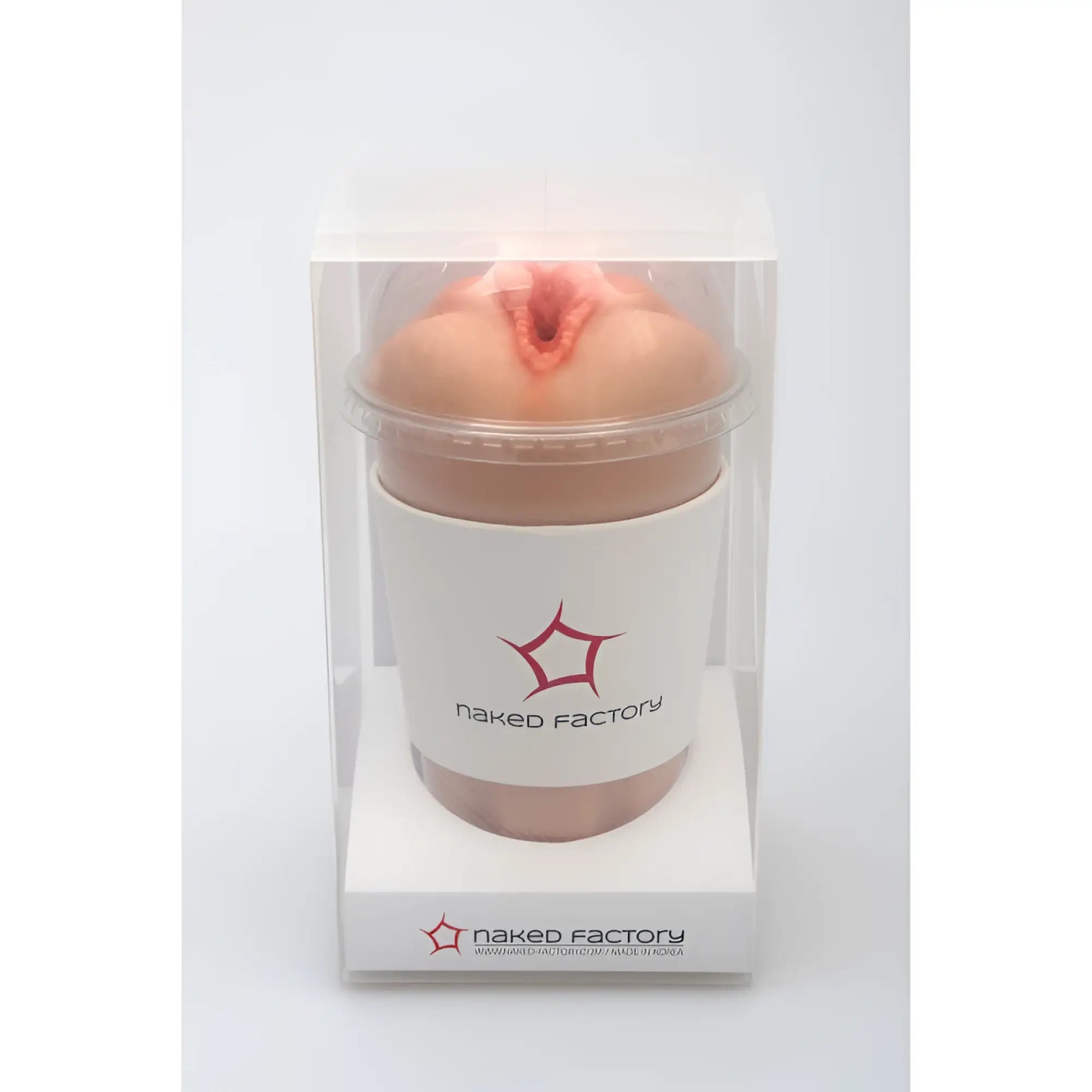 Beige silicone covered naked factory pussy masturbator blair with realistic design and pinkish red internal detailing