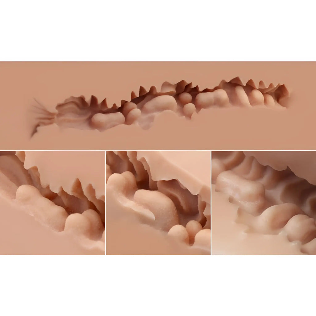 A beige silicone mold of a detailed human spine designed for naked factory scarlet real hip product