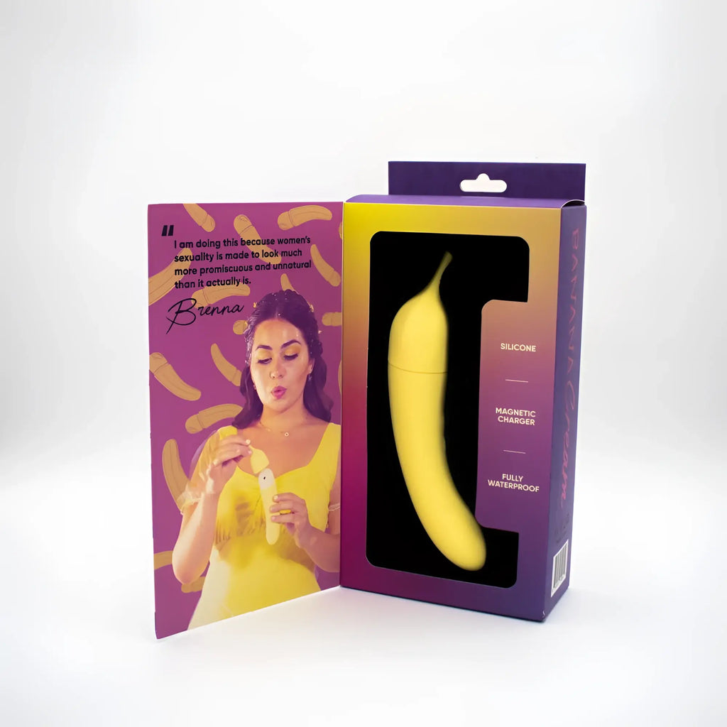 Yellow silicone banana cream air pulse g spot vibrator with magnetic charger and waterproof design