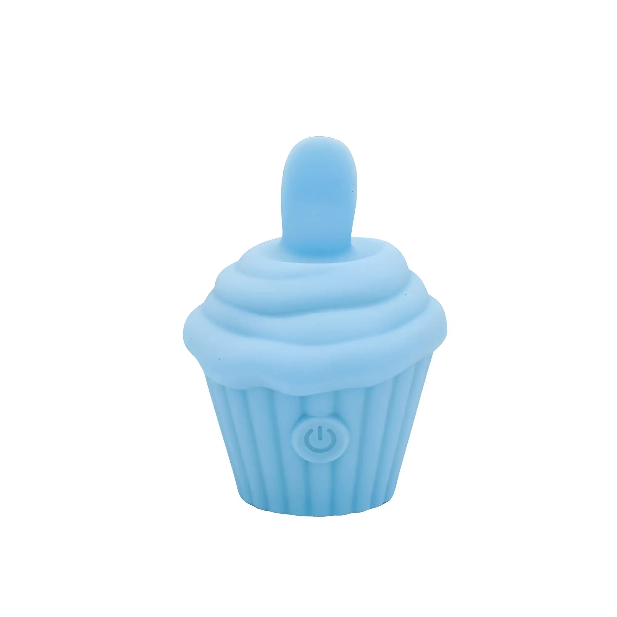 Light blue silicone cupcake-shaped usb flash drive with power button from natalies toy box cake eater clit flicker stimulator blue
