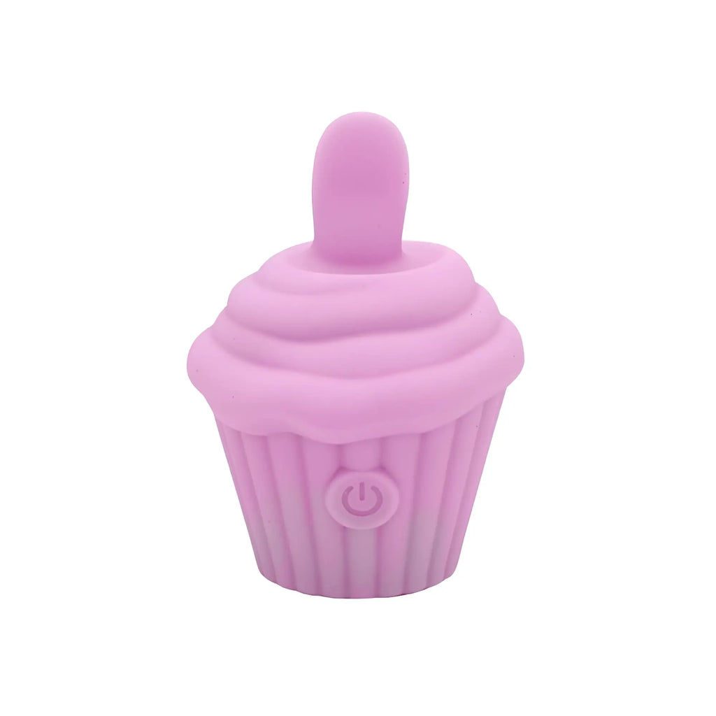 Pink silicone cupcake-shaped led lamp with power button on the side from Natalies Toy Box Cake Eater Clit Flicker Stimulator