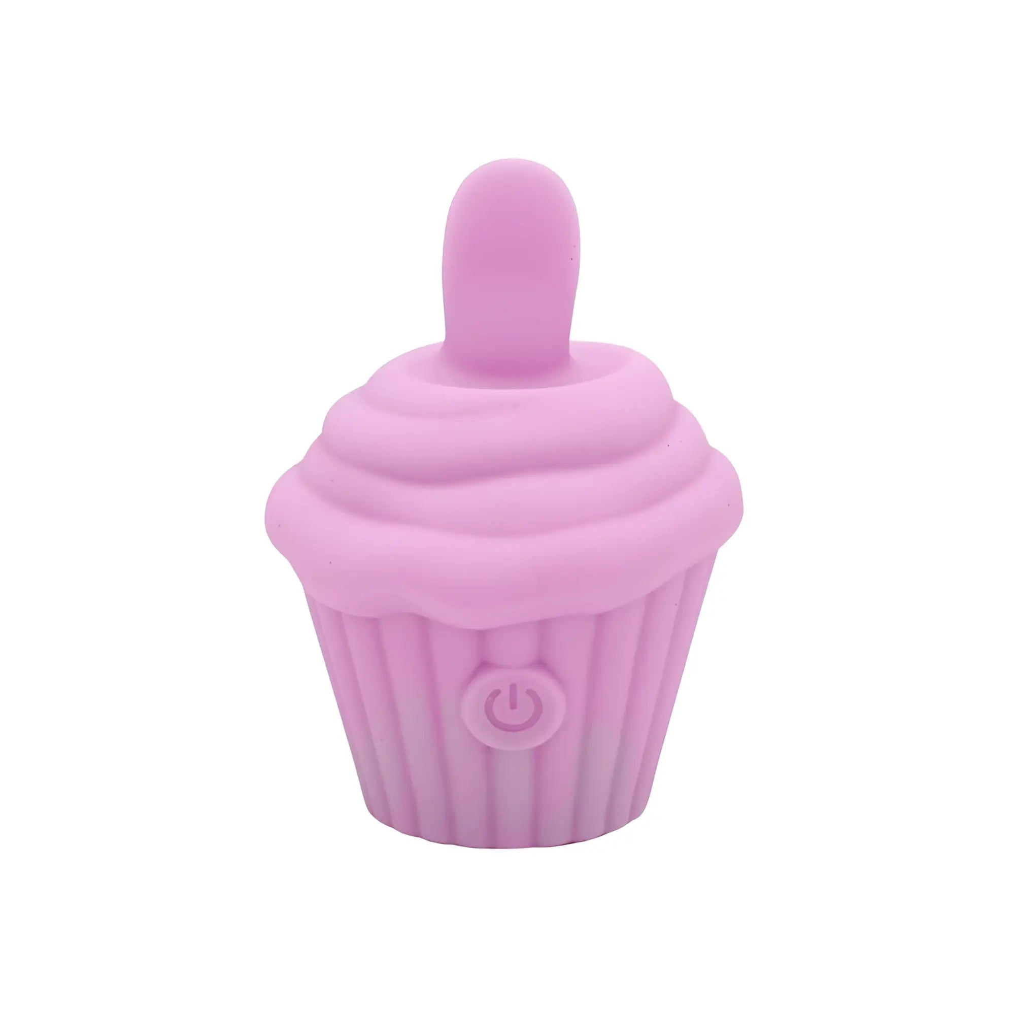 Pink silicone cupcake-shaped led lamp with power button on the side from Natalies Toy Box Cake Eater Clit Flicker Stimulator