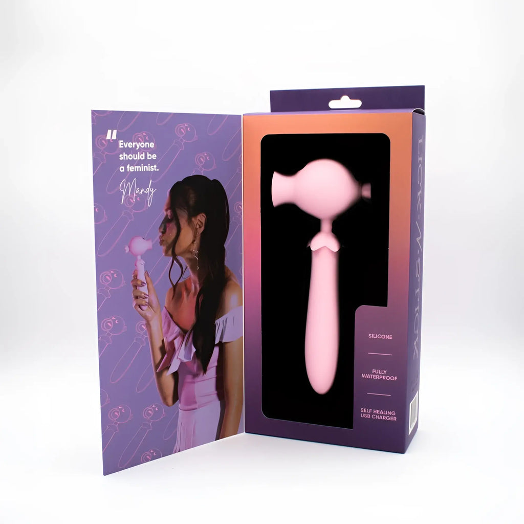 Pink silicone natalies toy box lick n stick clit flicker g spot vibrator in purple and orange packaging box