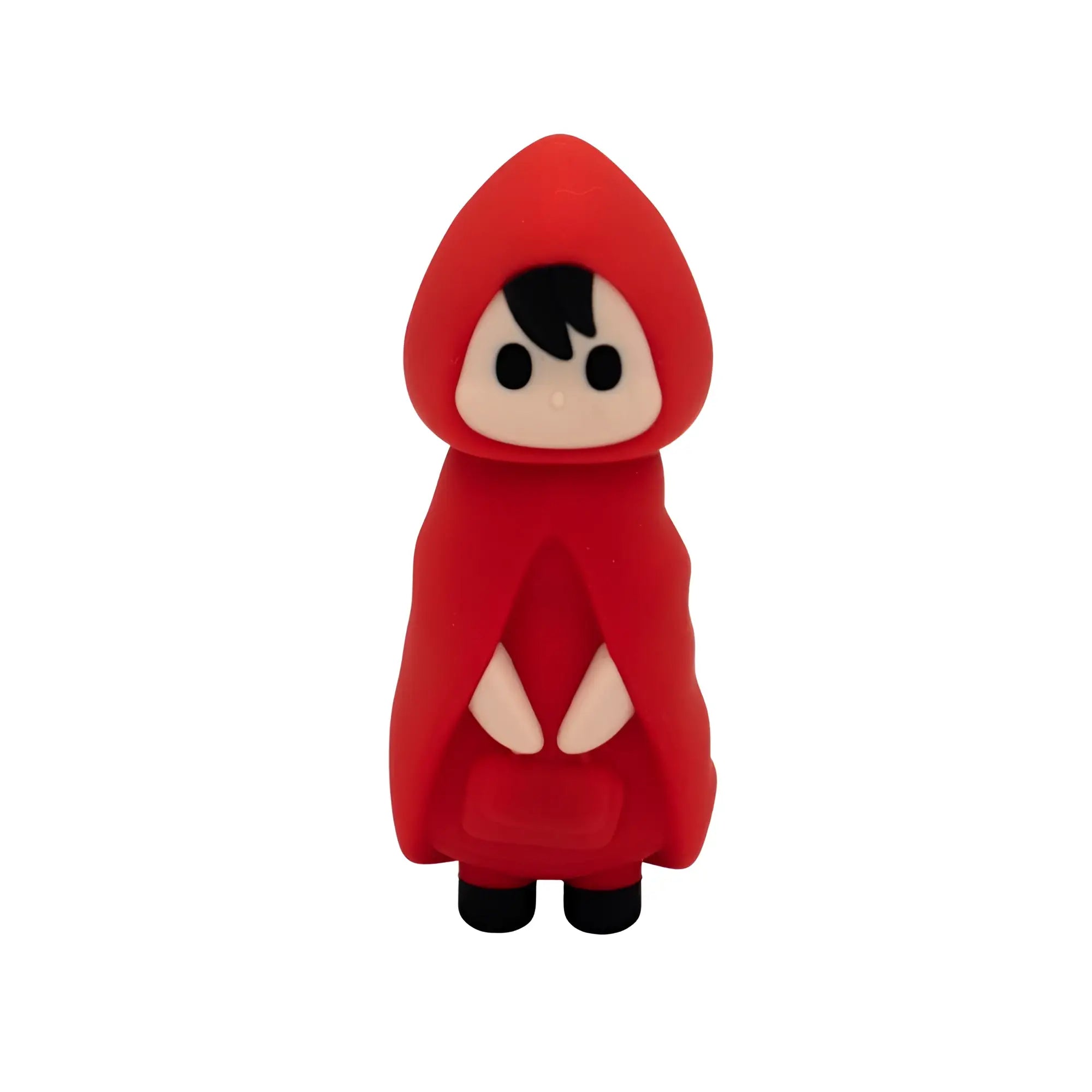 Red silicone figurine vibrator shaped like a hooded character with black hair from Natalies Toy Box little red bullet