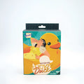 Yellow rubber duck-shaped suction vibe toy in colorful illustrated box from natalies toy box lucky duck stimulator