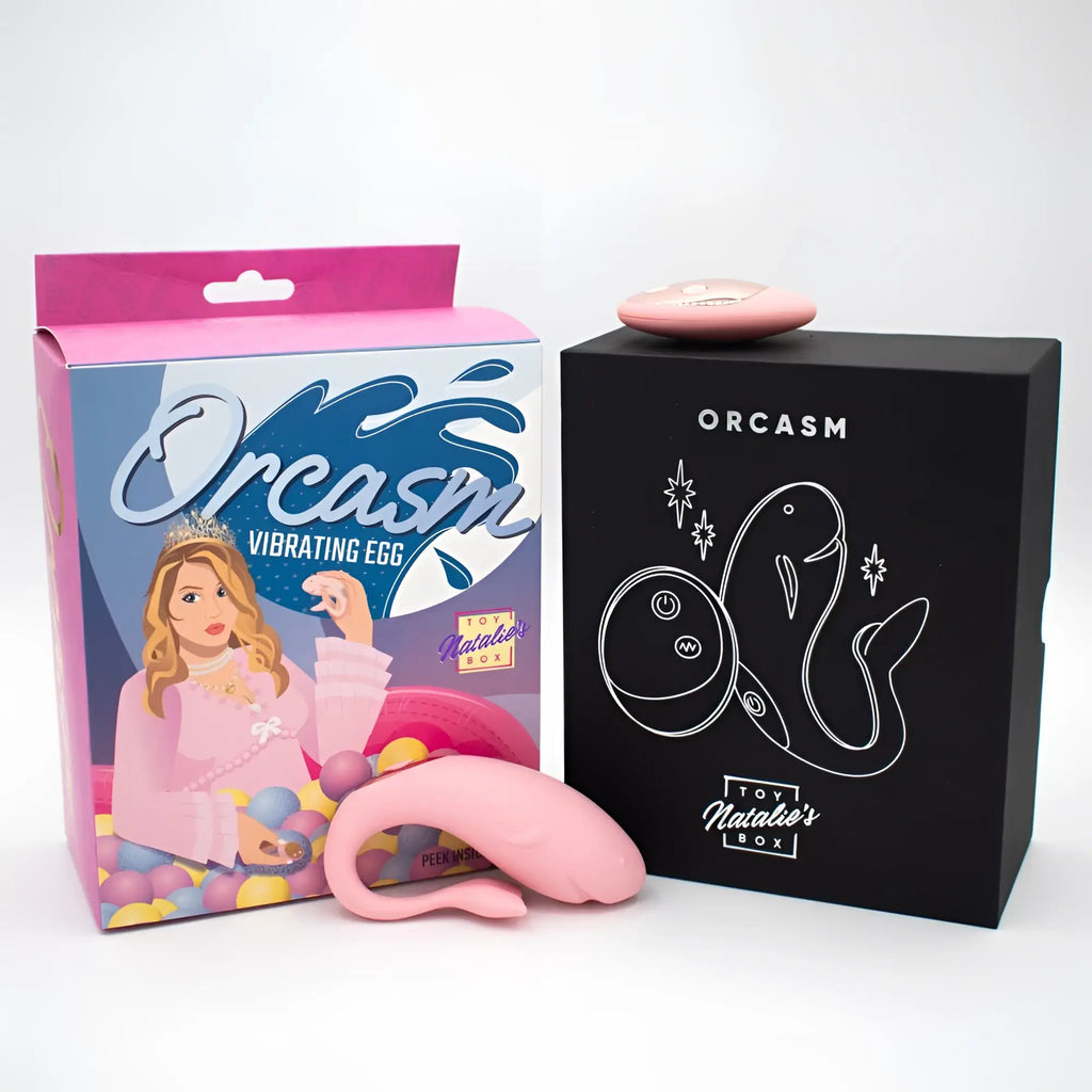 Pink silicone whale-shaped wearable vibrating egg vibrator from Natalies Toy Box with remote control