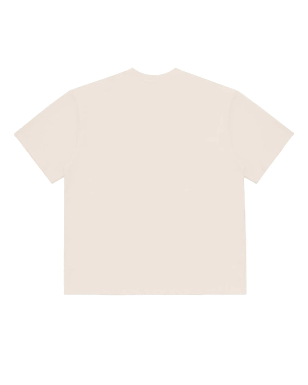 Back view of a solid cream-colored short-sleeve premium tee with a simple, relaxed fit.