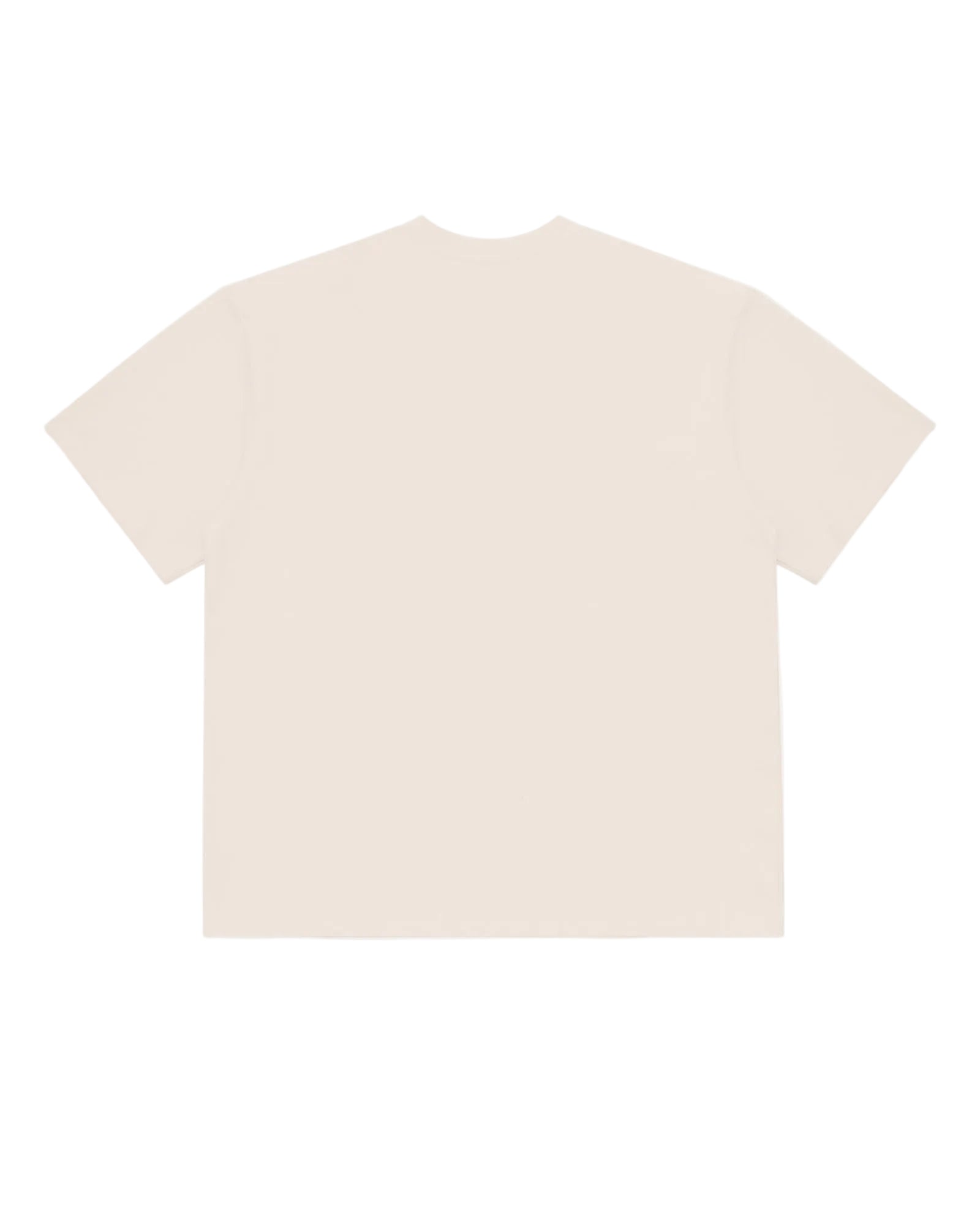 Back view of a solid cream-colored short-sleeve premium tee with a simple, relaxed fit.