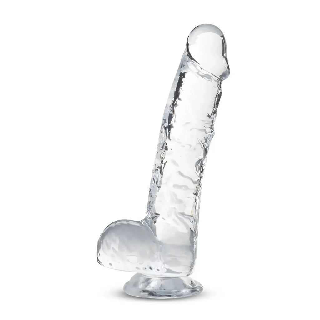 Naturally Yours 6 inch crystalline dildo diamond clear transparent silicone with textured surface and rounded head