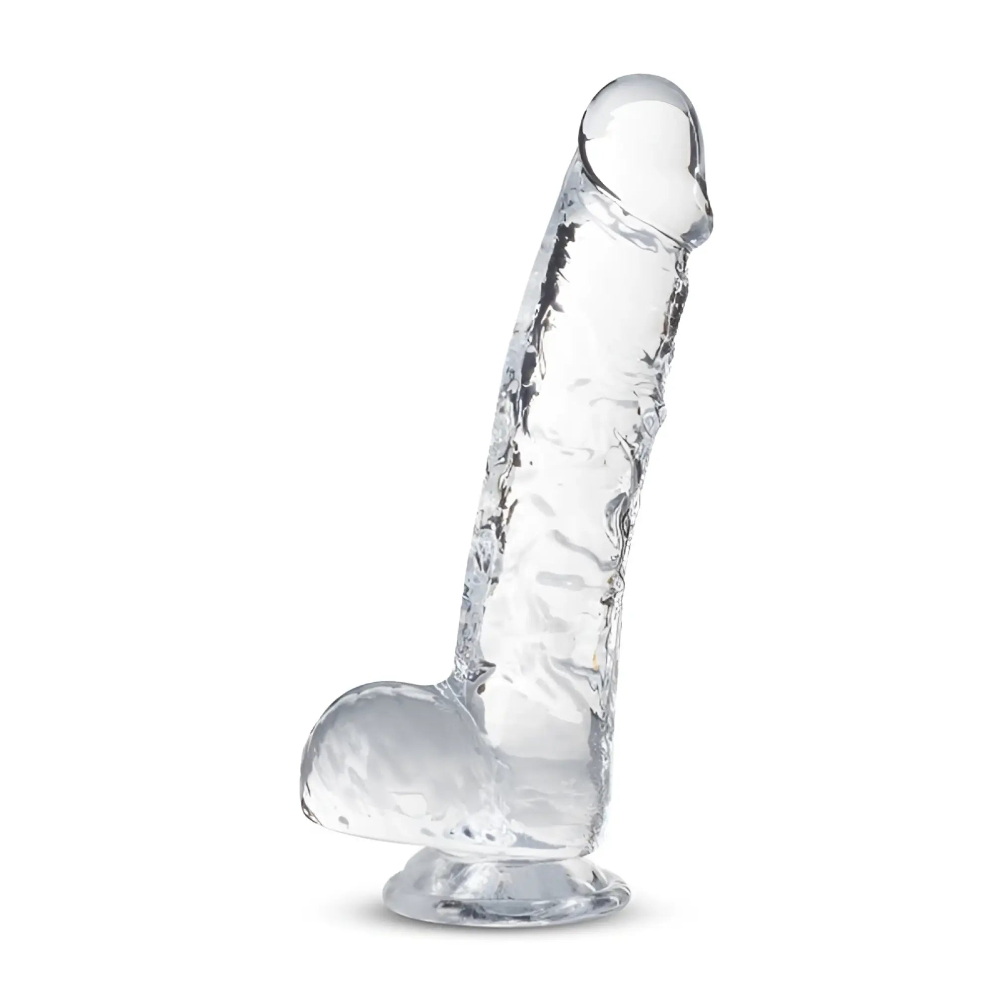 Naturally Yours 6 inch crystalline dildo diamond clear transparent silicone with textured surface and rounded head