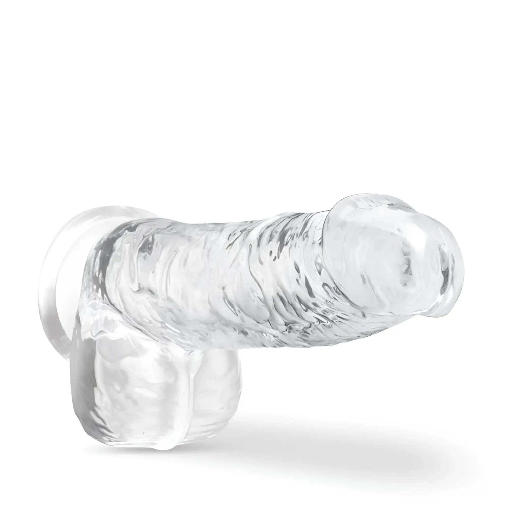 Clear transparent silicone dildo with textured ridges and rounded head from Naturally Yours 6 inch Crystaline Diamond