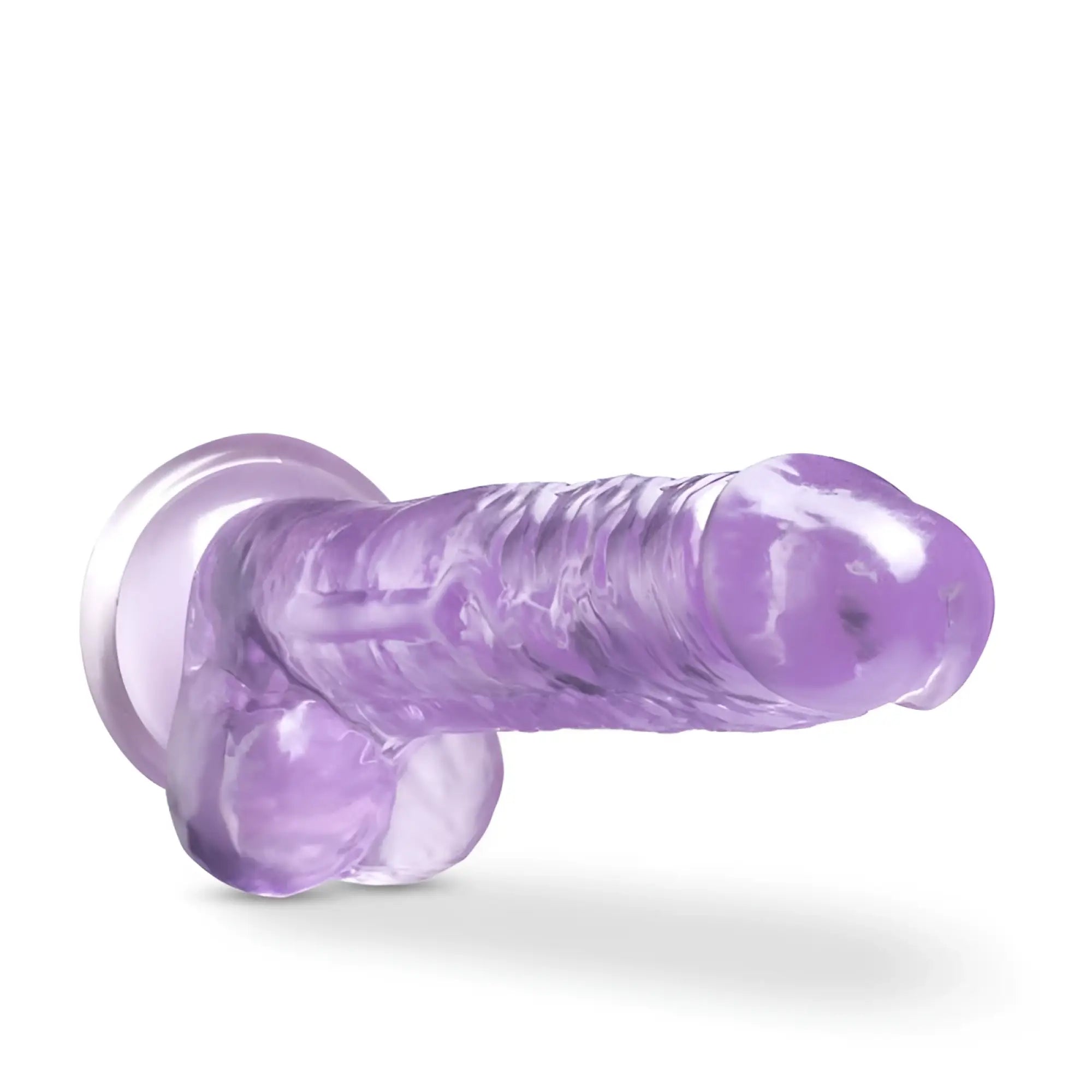 Naturally yours 7 inch amethyst dildo in purple translucent silicone with textured ridges and rounded head