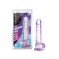 Naturally Yours 7 inch amethyst crystalline dildo by Blush with translucent purple textured surface and rounded base