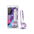 Naturally yours 8 inch crystaline dildo by blush in translucent purple with textured surface and rounded base