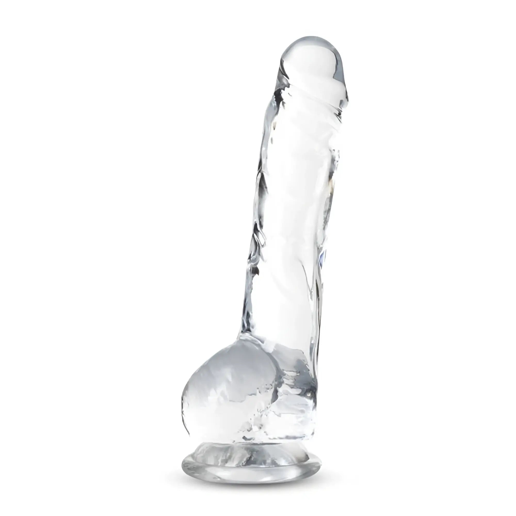 Naturally Yours 8 inch crystaline dildo clear transparent silicone with realistic design and textured surface