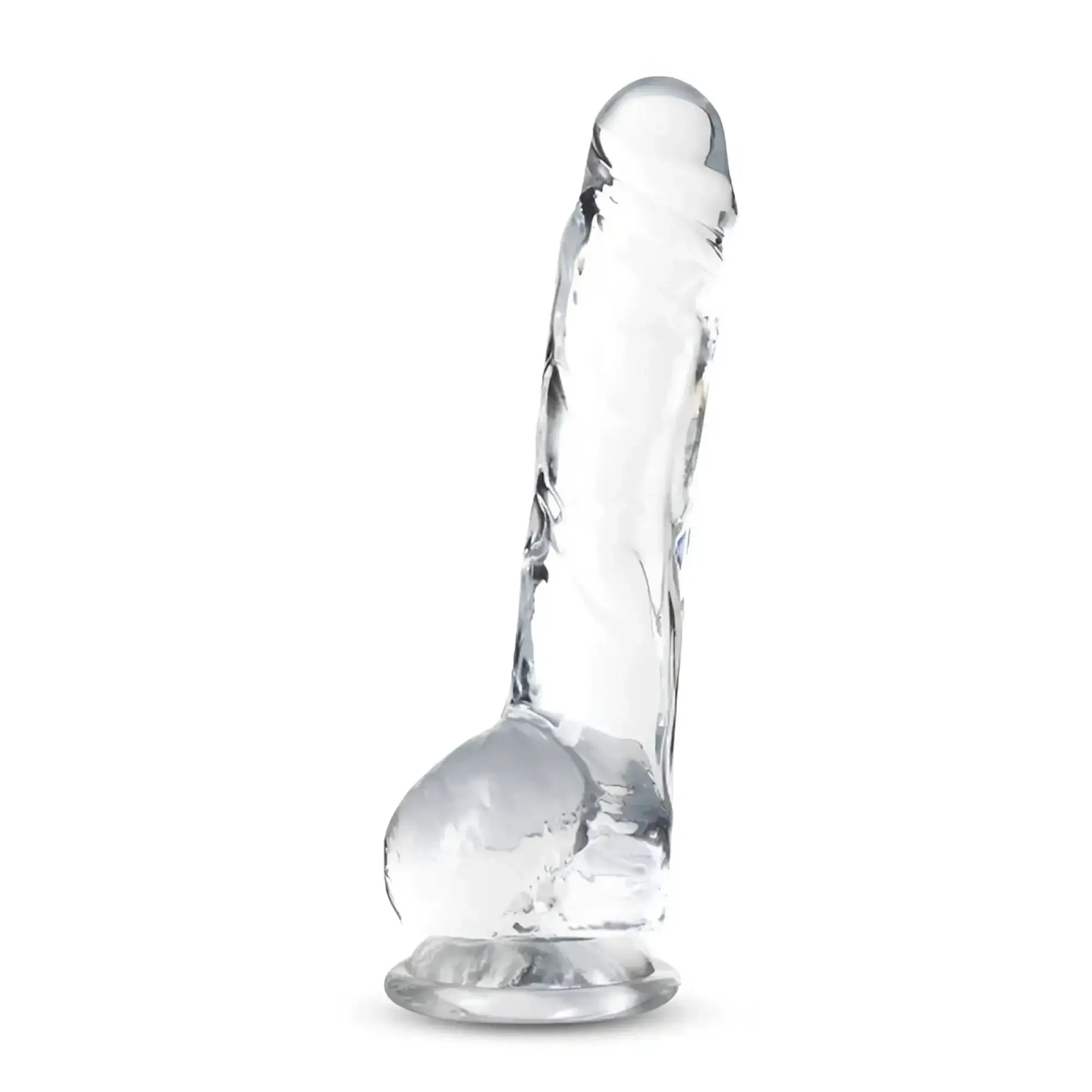 Naturally Yours 8 inch crystaline dildo clear transparent silicone with realistic design and textured surface