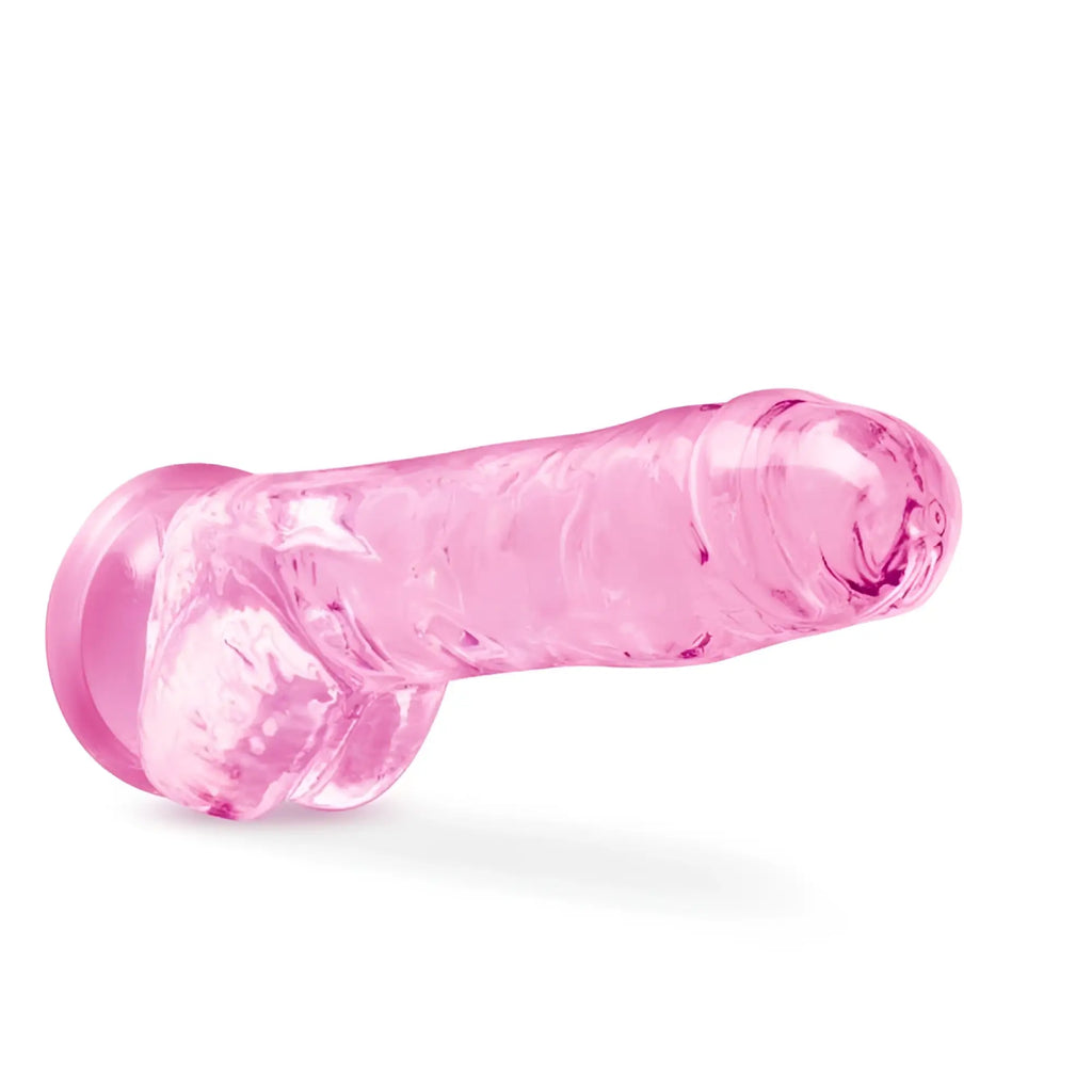 Pink translucent silicone dildo naturally yours 8 inch crystaline dildo rose for intimate pleasure