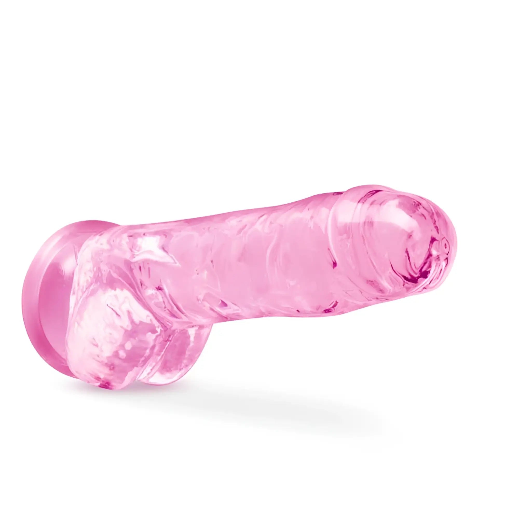 Pink translucent silicone dildo naturally yours 8 inch crystaline dildo rose for intimate pleasure