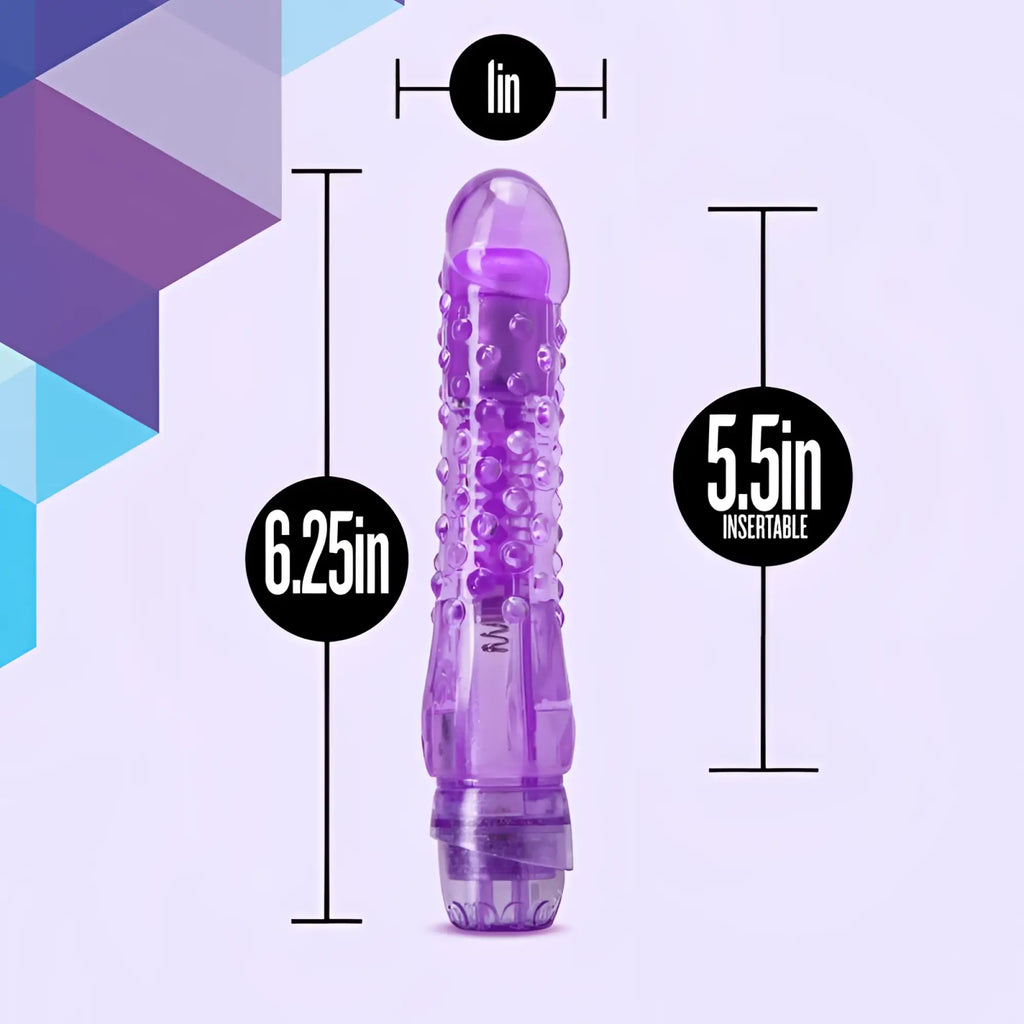Naturally yours bump n grind purple translucent plastic vibrator with textured bumpy surface and rounded tip