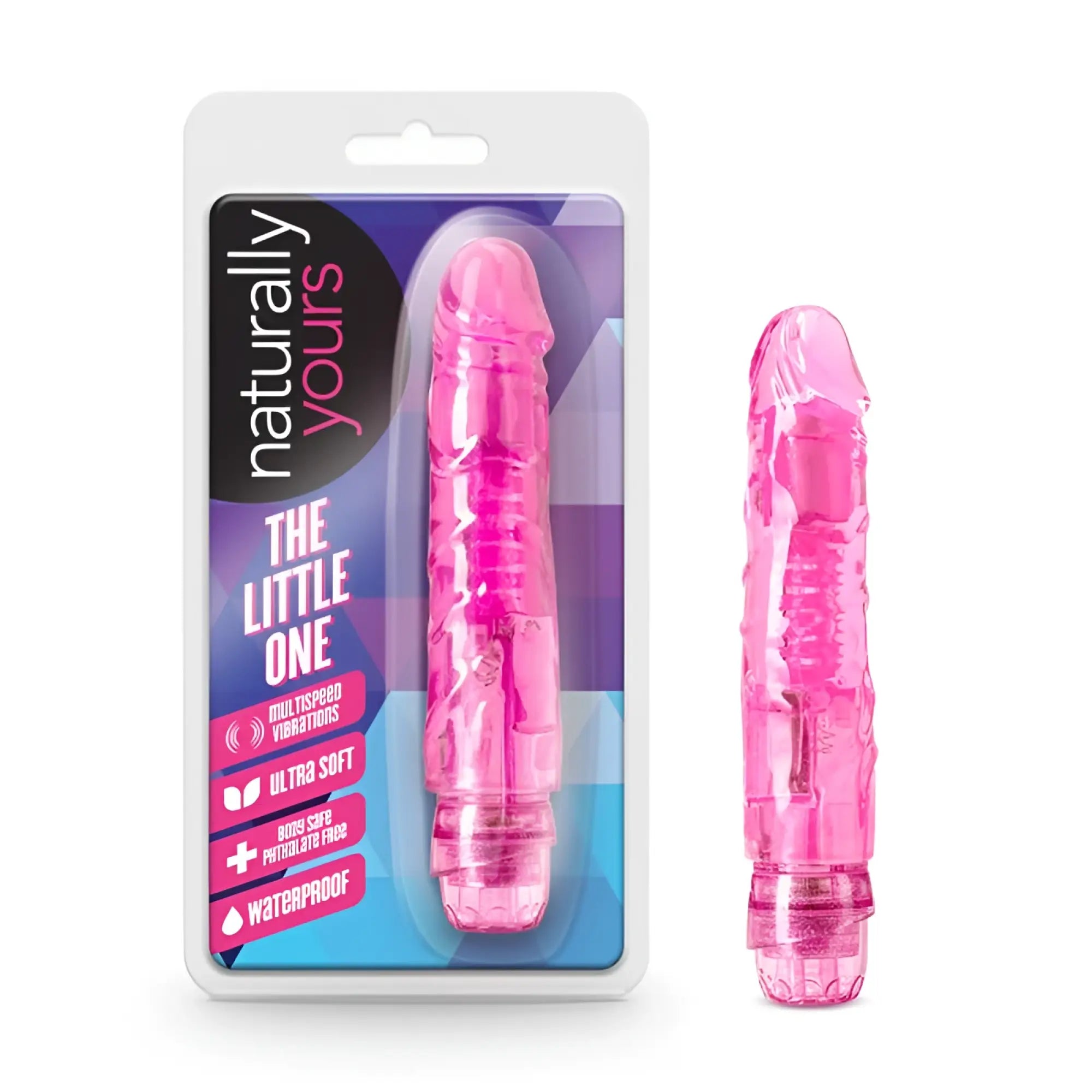Naturally yours the little one pink translucent plastic vibratory toy with textured ridges and rounded tip