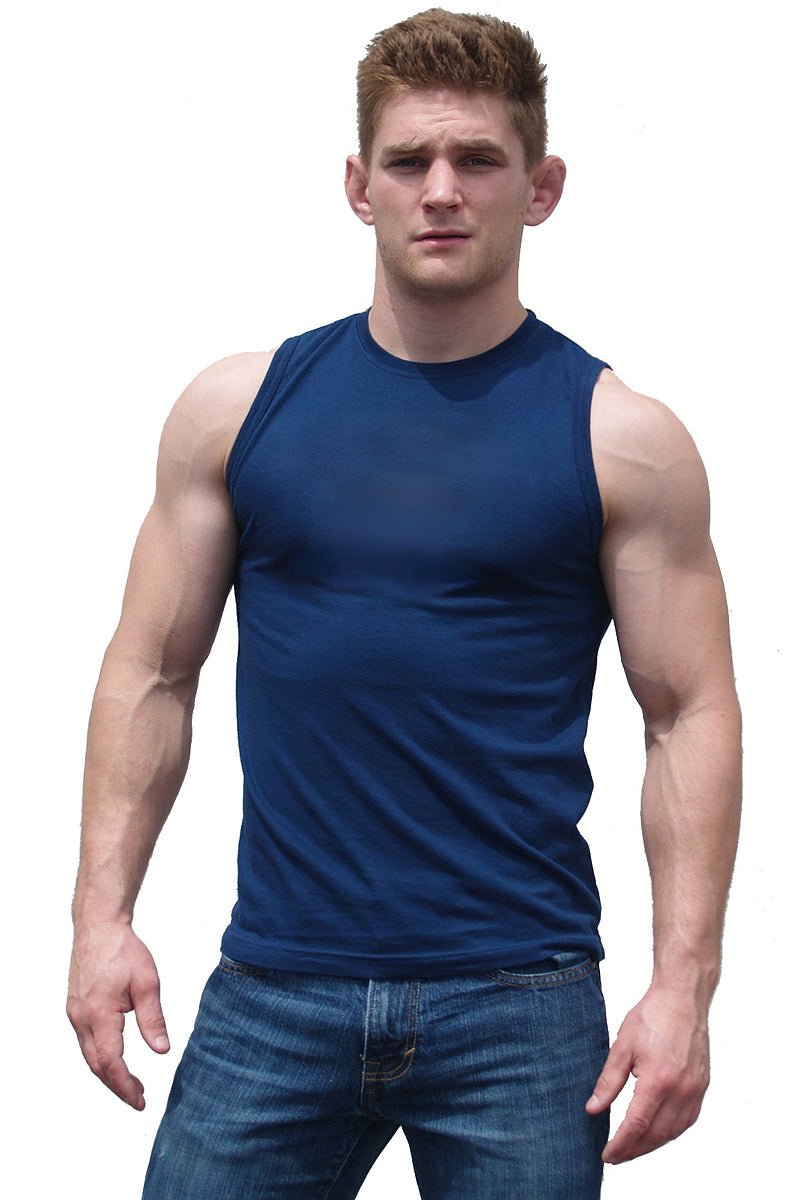 Ajaxx63 Navy Sleeveless Athletic Fit Barefront