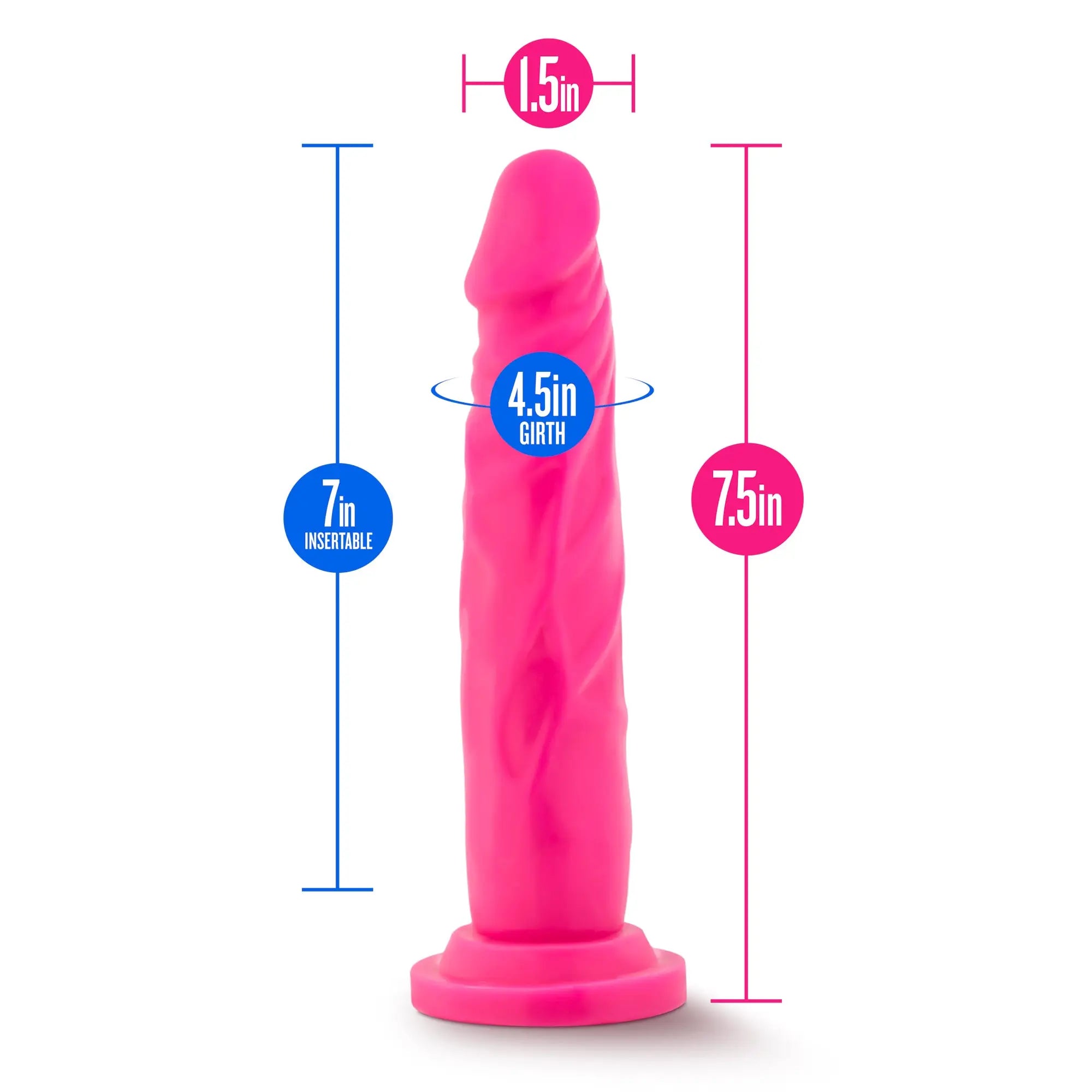 Neo neo dual density cock 7.5in neon pink textured 7-inch insertable toy with 4.5-inch girth for realistic sensation