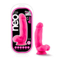 Neo Elite 7-inch bright pink silicone dual density cock with balls from blush neo elite line for intimate use