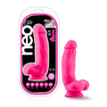 Neo Elite 7-inch bright pink silicone dual density cock with balls from blush neo elite line for intimate use