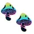 Neva nude rainbow blacklight glitter toadstool pasties featuring rainbow glitter mushroom-shaped adhesive patches