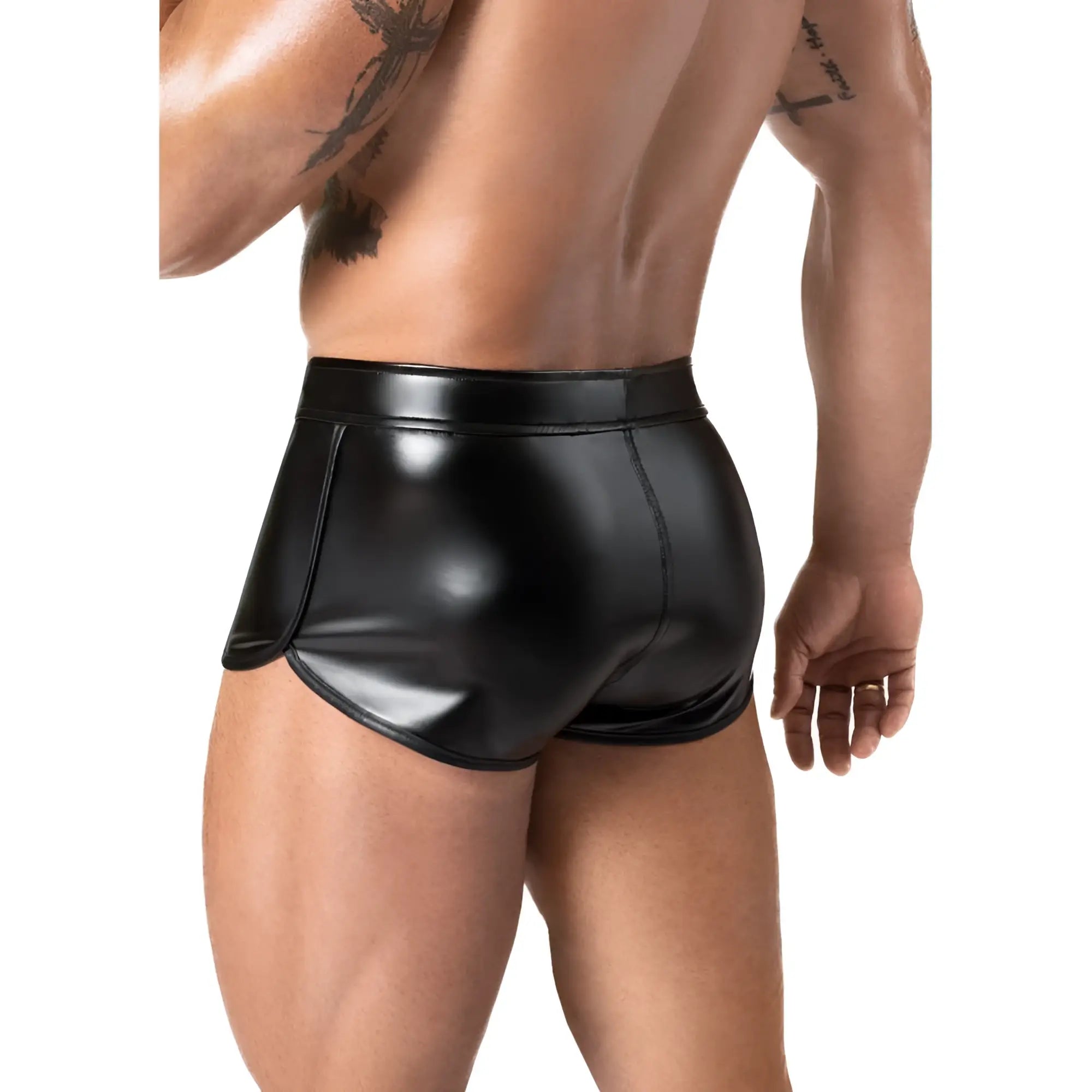 Black patent leather briefs noir frenzy shorts xl with sleek glossy finish and high waisted design