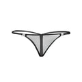 Black mesh thong with sleek minimalist design and silver toned clasps at the back noir inviting tulle g string l